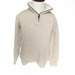The Children’s Place Boys Tan Solid Knit Quarter Zip Sherpa Sweater Size 14